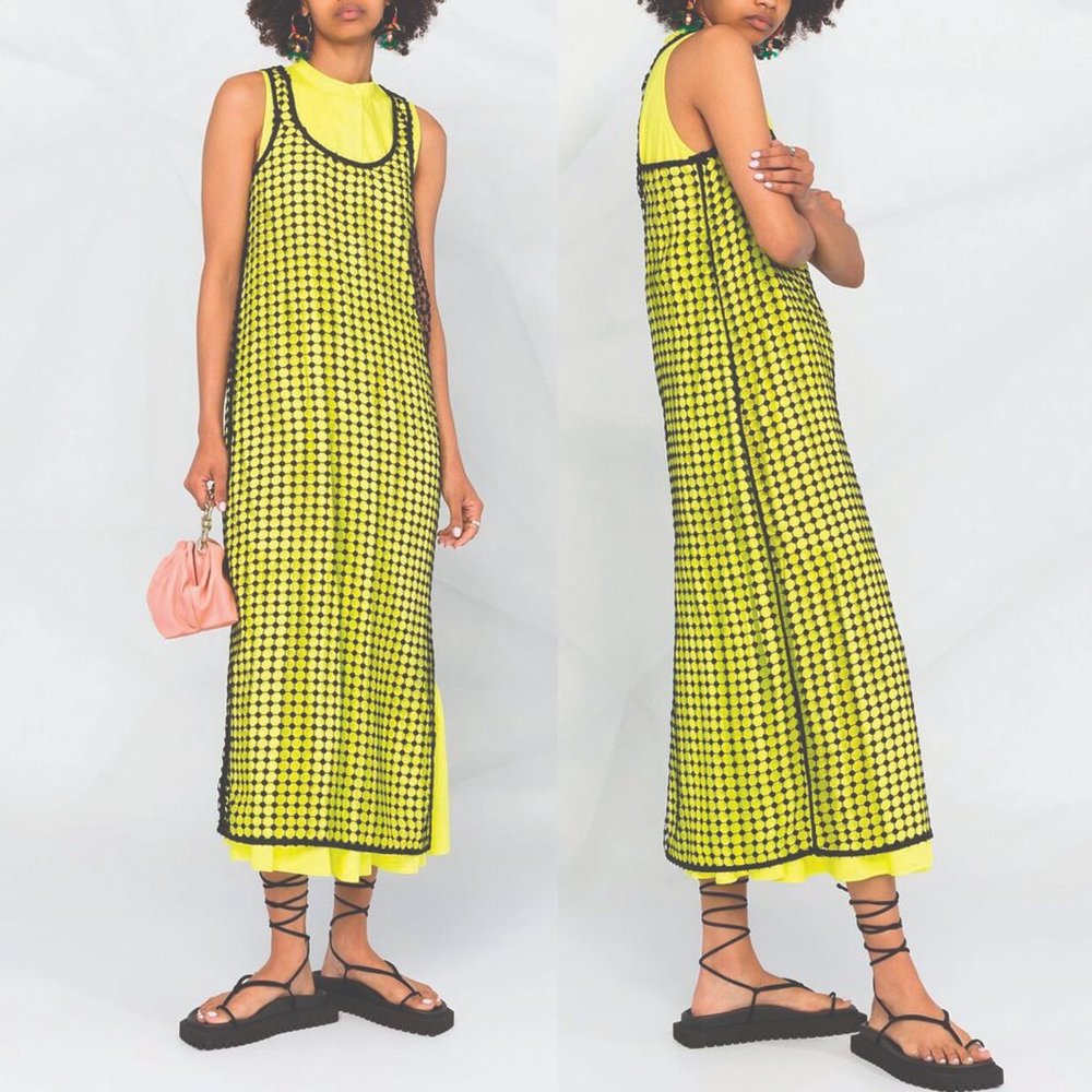 GANNI crocheted racer-back dress Size 36